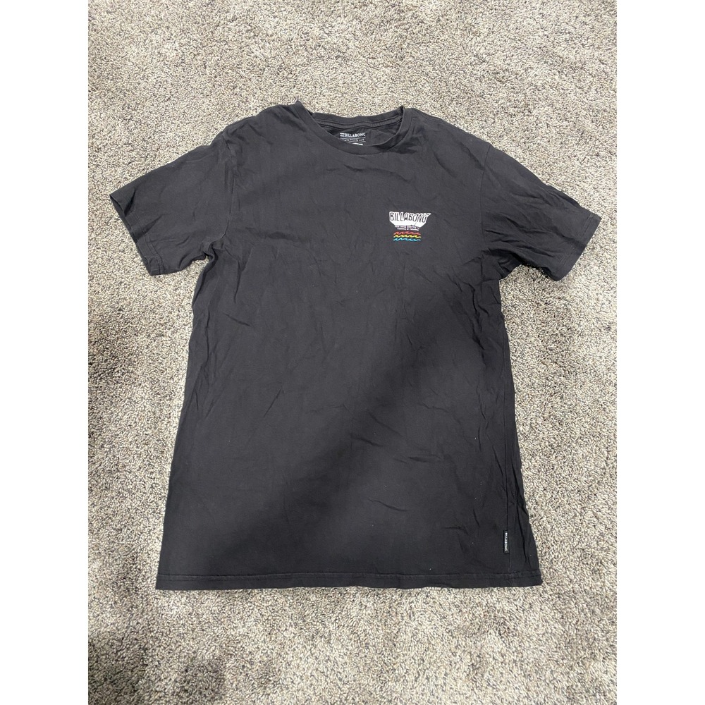 Billabong T-Shirt Tailored Fit Palm Tree Graphic Black Large Excellent